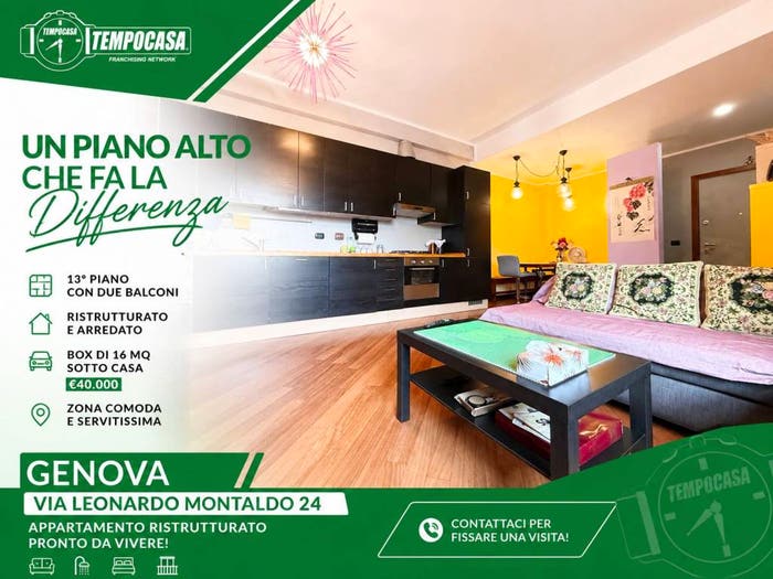 Appartamento bilocale in vendita in Via Leonardo Montaldo, Staglieno, Genova