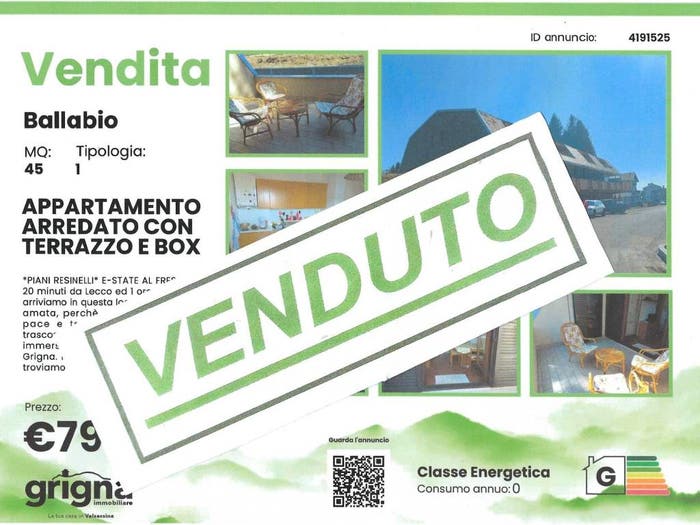 Appartamento bilocale in vendita in Via Piani Resinelli, Ballabio