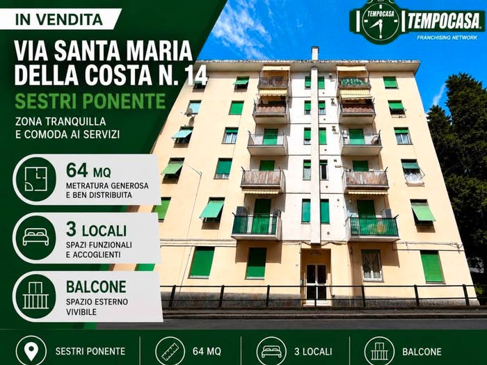 Appartamento trilocale in vendita in Via Santa Maria della Costa, Sestri Ponente, Genova