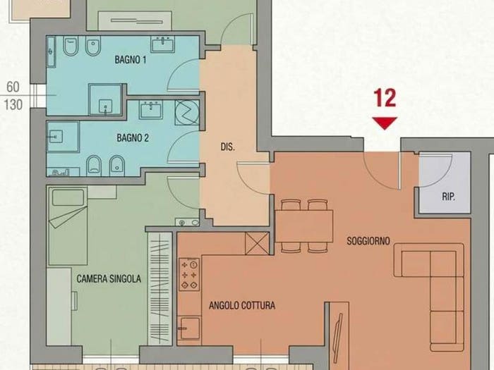 Appartamento trilocale in vendita in Via Roma, Centro, Siziano