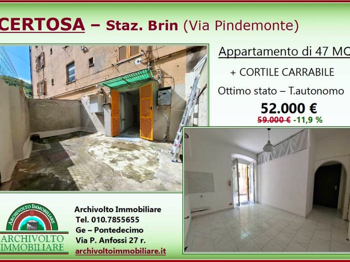 Appartamento bilocale in vendita in Via Ippolito Pindemonte, Certosa, Genova