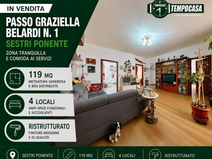 Appartamento quadrilocale in vendita in Passo Graziella Belardi, Sestri Ponente, Genova