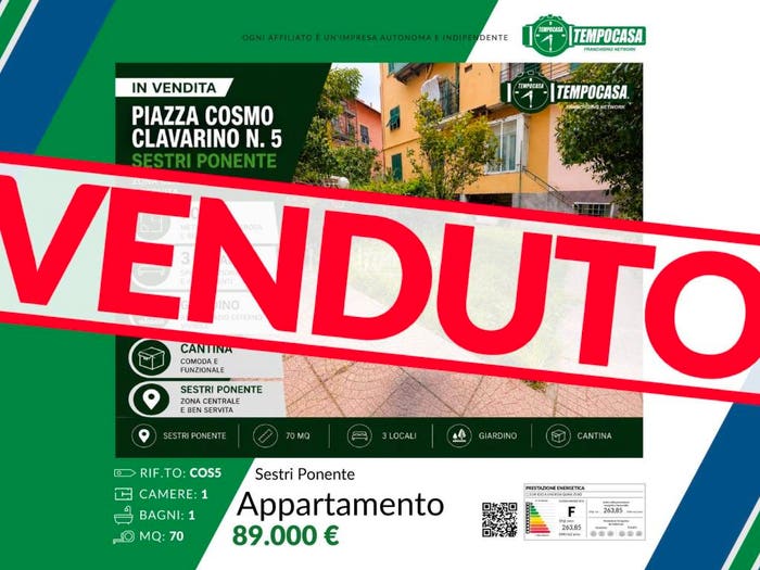 Appartamento trilocale in vendita in Piazza Cosma Clavarino, Sestri Ponente, Genova
