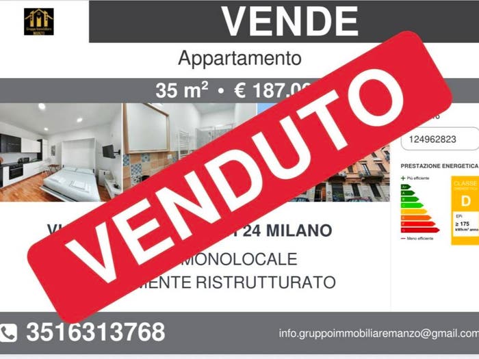 Appartamento monolocale in vendita in Via Ferrante Aporti, Pasteur, Milano