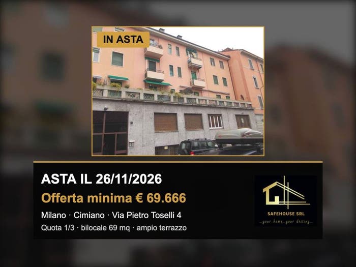 Appartamento bilocale in vendita in Via Pietro Toselli, Cimiano, Milano
