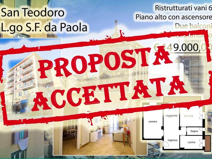 Appartamento trilocale in vendita in Largo San Francesco da Paola, San Teodoro, Genova