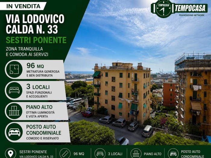 Appartamento trilocale in vendita in Via Lodovico Calda, Sestri Ponente, Genova
