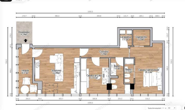 Appartamento quadrilocale in vendita in Via dell'Orcagna, Beccaria Colombo, Firenze