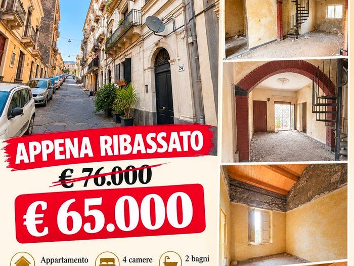 Appartamento quadrilocale in vendita in Via della Palma, Centro Storico, Catania