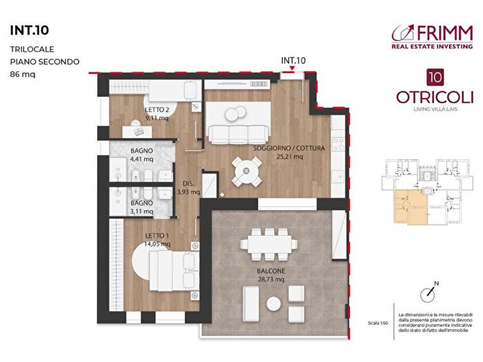 Appartamento trilocale in vendita in Via Otricoli, Furio Camillo, Roma