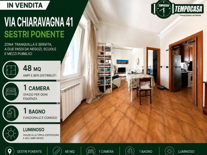 Appartamento bilocale in vendita in Via Chiaravagna, Sestri Ponente, Genova