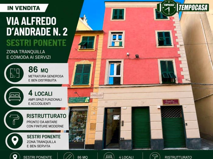 Appartamento quadrilocale in vendita in Via Alfredo D'Andrade, Sestri Ponente, Genova