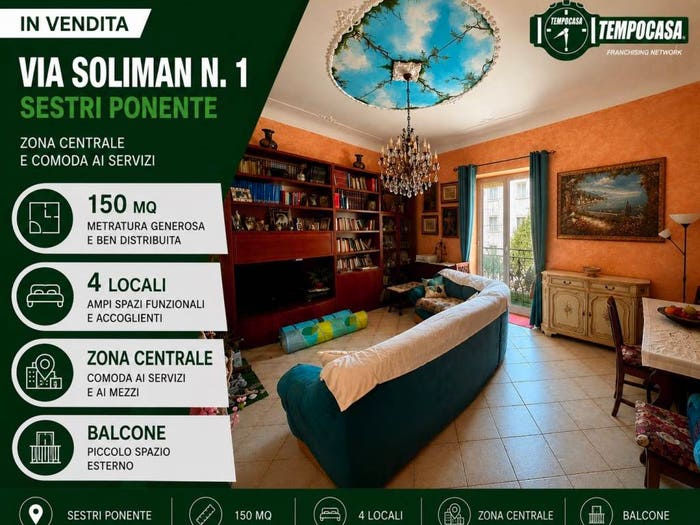 Appartamento con 5 locali in vendita in Via Giacomo Soliman, Sestri Ponente, Genova