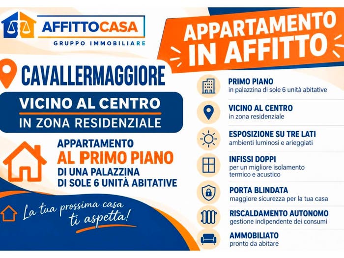 Appartamento trilocale in affitto in Centro, Cavallermaggiore