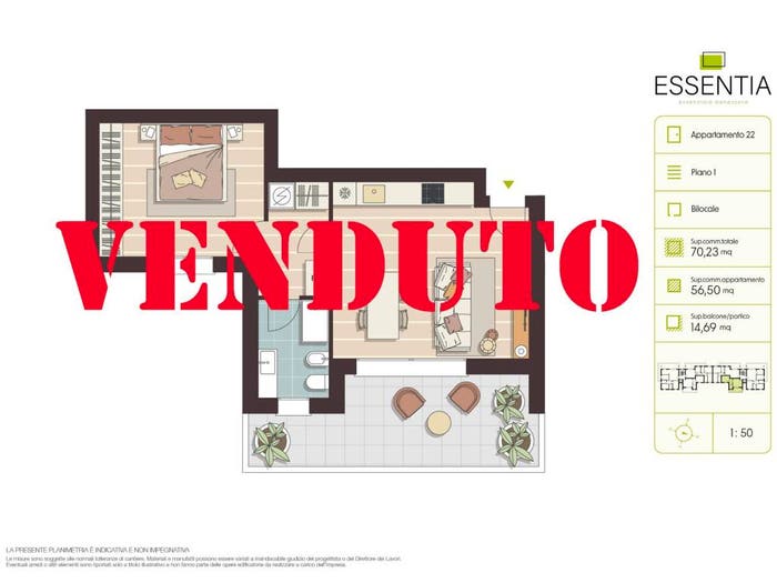 Appartamento bilocale in vendita in Via Salvatore Rosa, Bernasconi Buonarroti Bareggia, Lissone