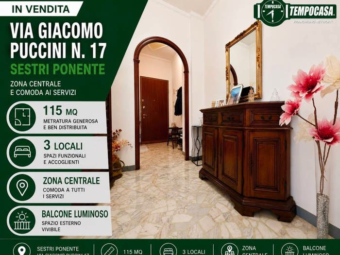 Appartamento trilocale in vendita in Via Giacomo Puccini, Sestri Ponente, Genova