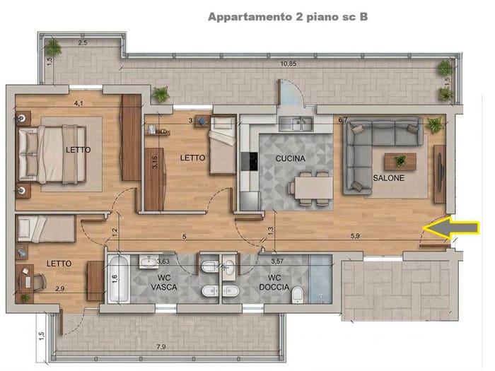 Appartamento quadrilocale in vendita in Via Carditello, Frattamaggiore
