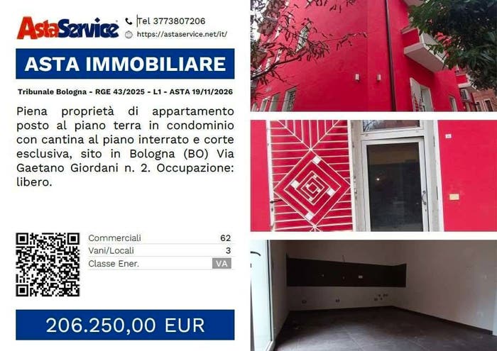 Appartamento trilocale in vendita in Via Gaetano Giordani, Murri, Bologna