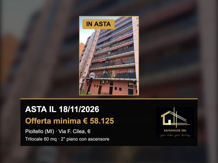 Appartamento trilocale in vendita in Via Francesco Cilea, Centro, Pioltello