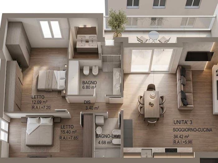 Appartamento trilocale in vendita in Curtatone