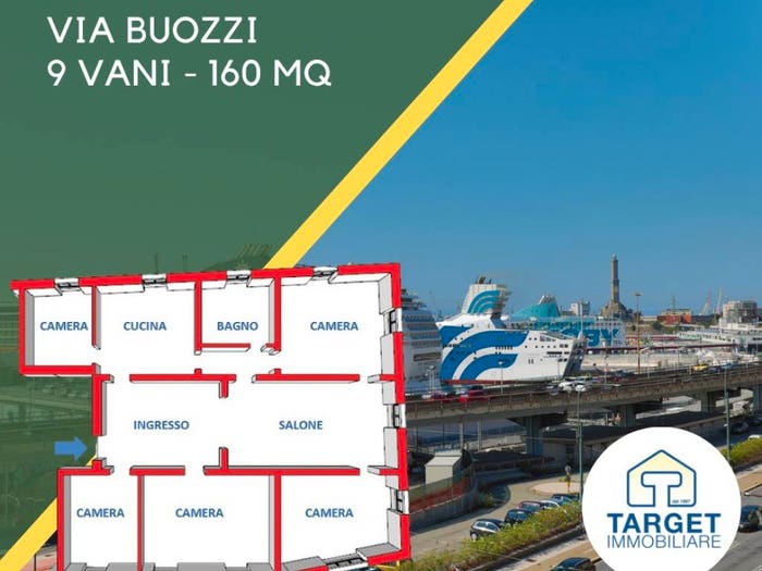 Appartamento con 6 locali in vendita in Via Bruno Buozzi, Dinegro, Genova