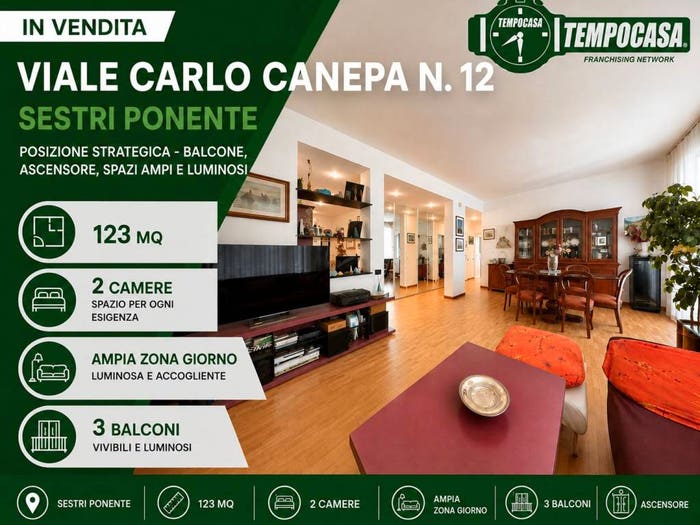 Appartamento quadrilocale in vendita in Viale Carlo Canepa, Sestri Ponente, Genova