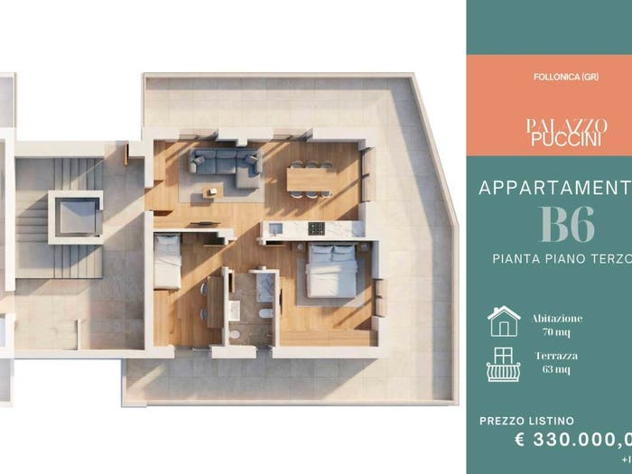 Appartamento trilocale in vendita in Via Giacomo Puccini, Zona Nuova Pratoranieri, Follonica