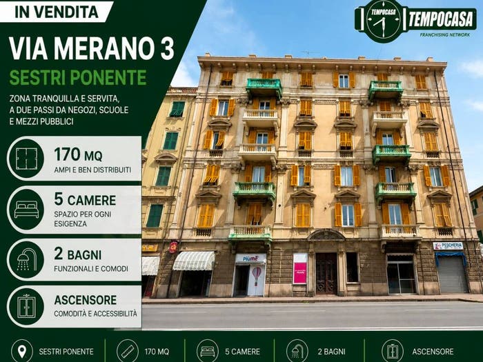Appartamento con 6 locali in vendita in Via Merano, Sestri Ponente, Genova