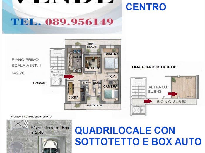 Appartamento quadrilocale in vendita in Centro, Baronissi