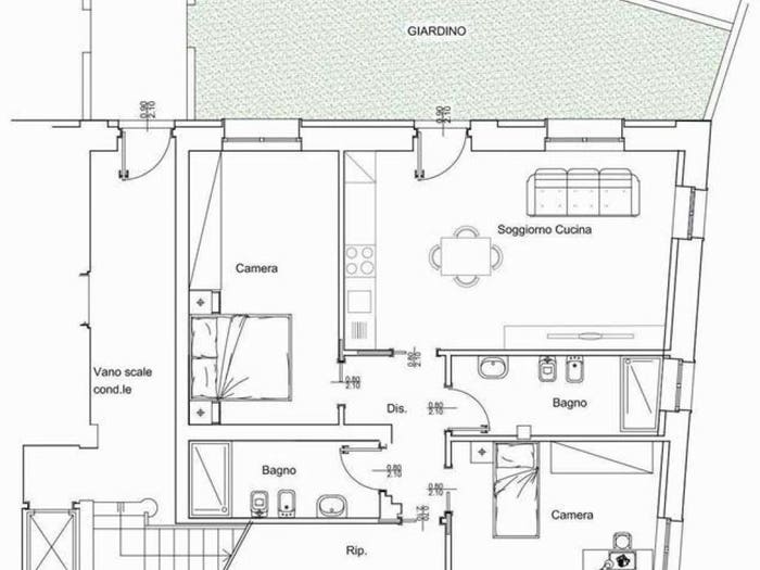 Appartamento trilocale in vendita in Melzo