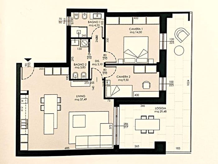 Appartamento trilocale in vendita in Via Ottorino Respighi, Centro, Fermo