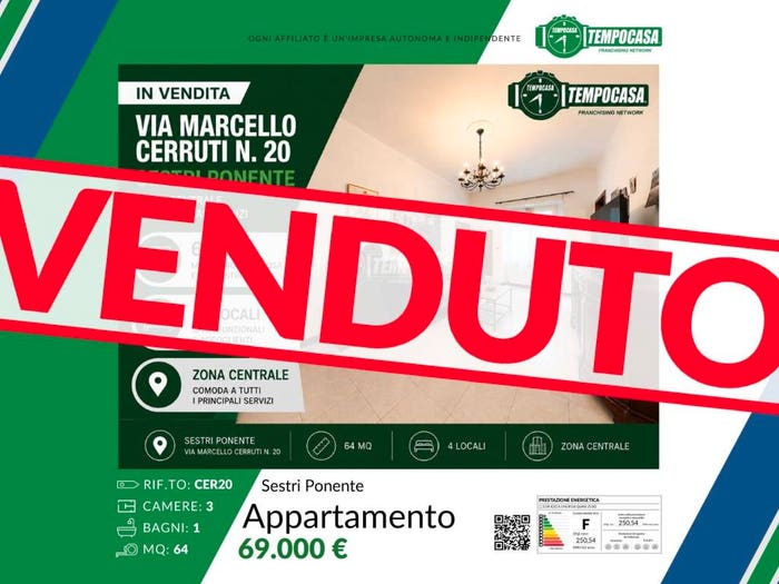 Appartamento quadrilocale in vendita in Via Marcello Cerruti, Sestri Ponente, Genova
