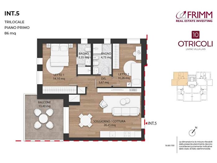 Appartamento trilocale in vendita in Via Otricoli, Furio Camillo, Roma