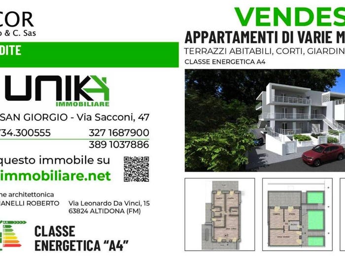 Appartamento trilocale in vendita in Via Giordano Bruno, Altidona