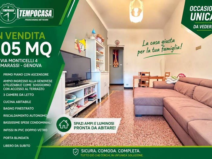 Appartamento quadrilocale in vendita in Via Monticelli, Marassi, Genova