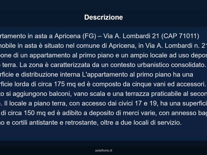 Appartamento con 5 locali in vendita in Via A Lombardi, Apricena