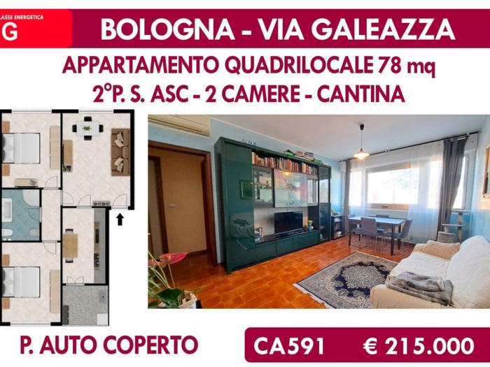 Appartamento quadrilocale in vendita in via Galeazza, Casteldebole, Bologna
