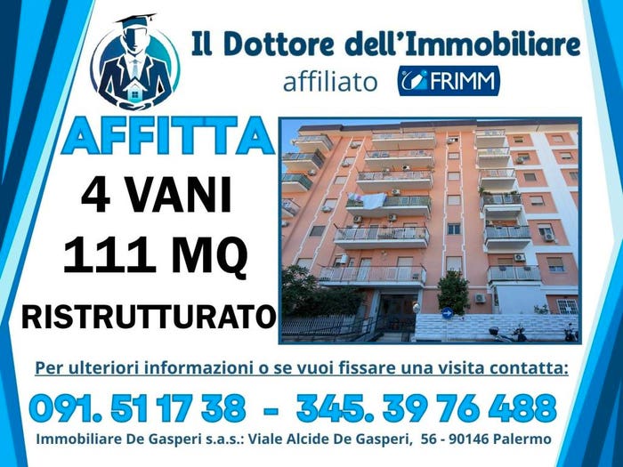 Appartamento quadrilocale in affitto in Piazza Uditore, Uditore Leonardo Da Vinci Alta, Palermo