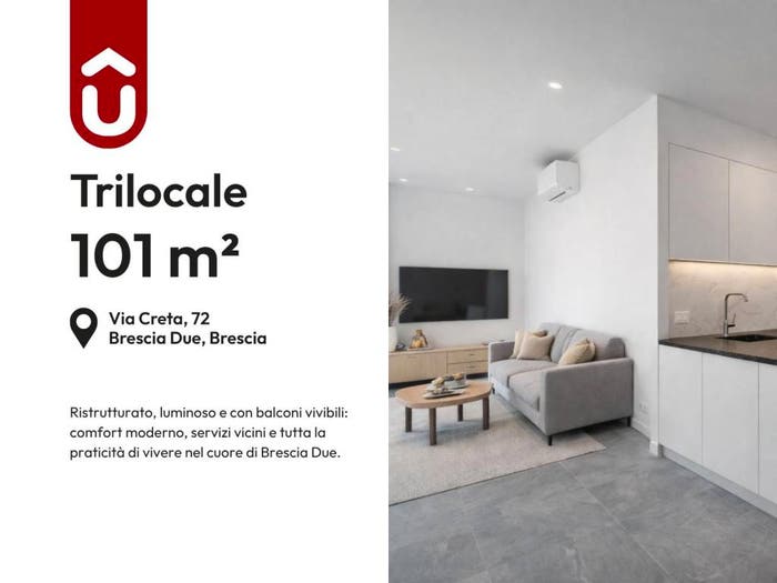 Appartamento trilocale in vendita in Via Creta, Brescia Due, Brescia