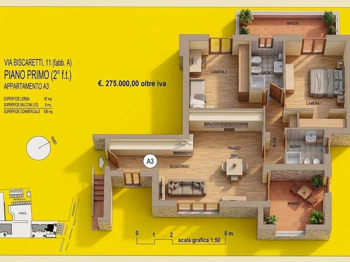 Appartamento trilocale in vendita in Via Roberto Biscaretti, Semicentro, Chieri