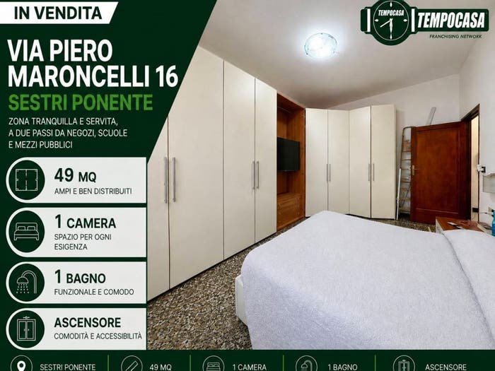 Appartamento bilocale in vendita in Via Piero Maroncelli, Sestri Ponente, Genova