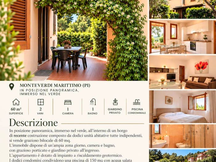 Appartamento bilocale in vendita in Via Del Poggio, Monteverdi Marittimo