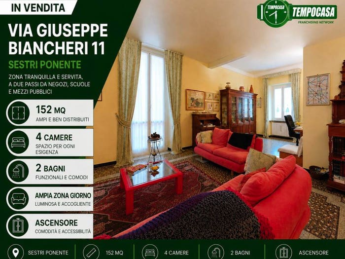 Appartamento con 5 locali in vendita in Via Giuseppe Biancheri, Sestri Ponente, Genova