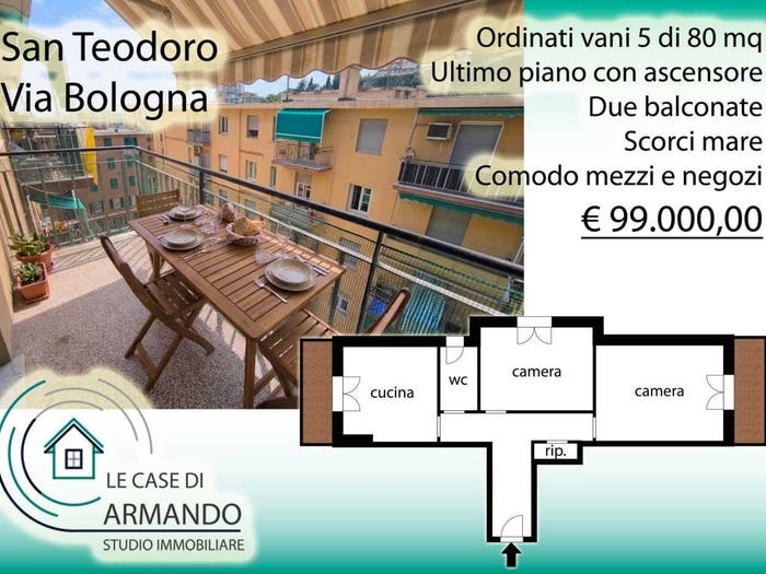 Appartamento trilocale in vendita in Via Bologna, San Teodoro, Genova