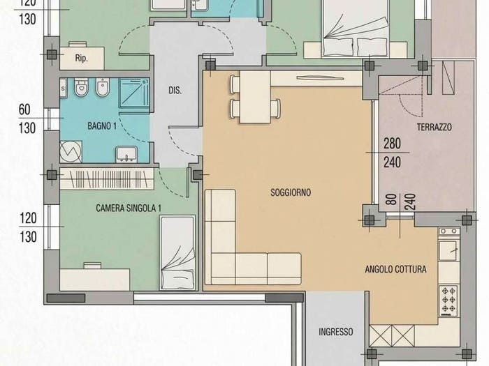Appartamento quadrilocale in vendita in Via Roma, Centro, Siziano