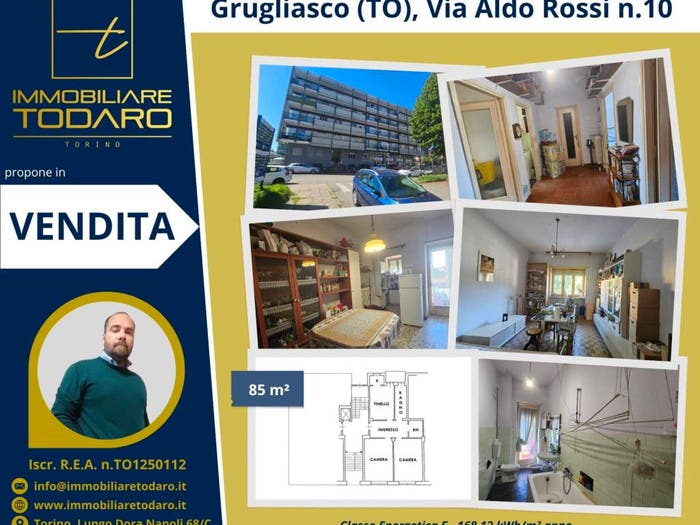 Appartamento trilocale in vendita in Via Aldo Rossi, Centro, Grugliasco