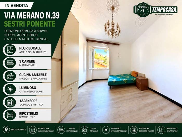 Appartamento con 5 locali in vendita in Via Merano, Sestri Ponente, Genova