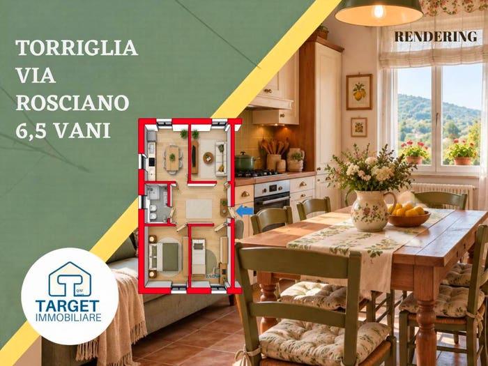 Appartamento trilocale in vendita in Via Giuseppe Rosciano, Centro, Torriglia