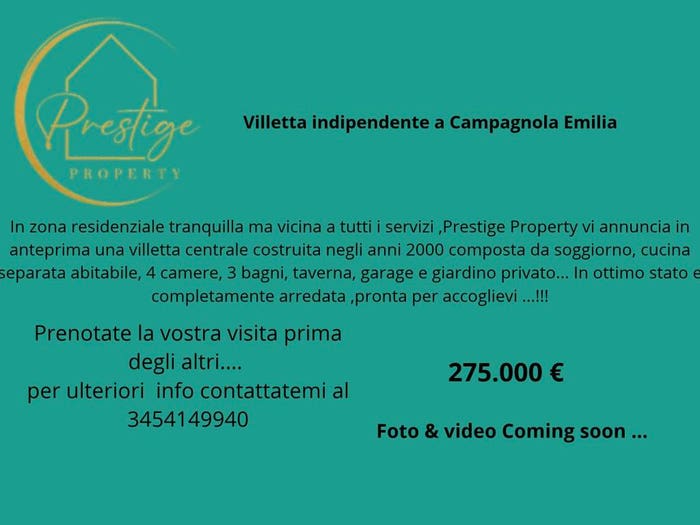 Casa con 6 locali in vendita in Via Vittorio De Sica, Centro, Campagnola Emilia