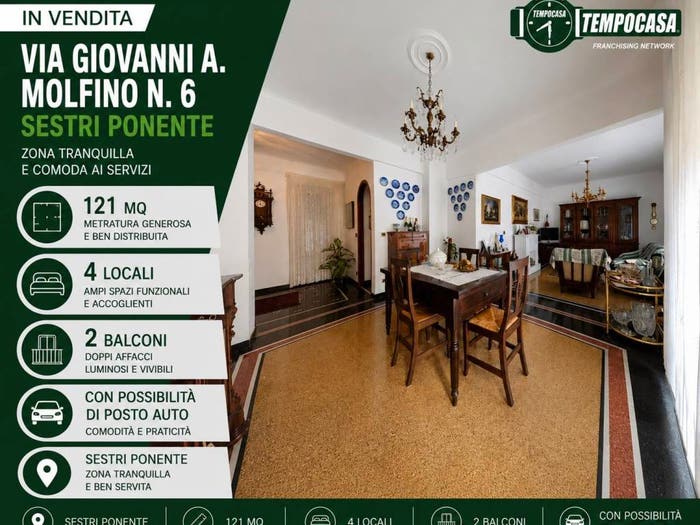 Appartamento quadrilocale in vendita in Via Giovanni AMolfino, Sestri Ponente, Genova